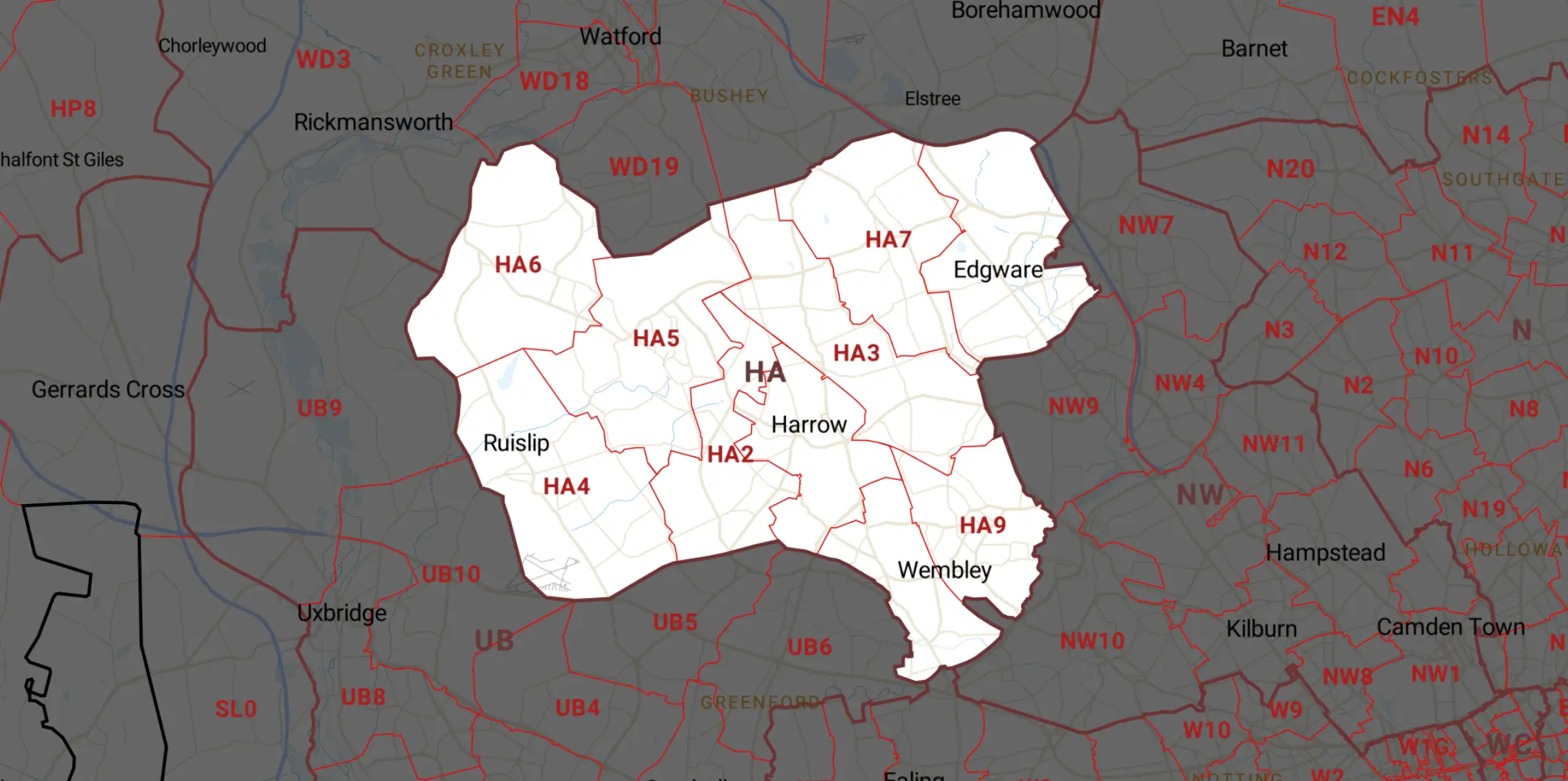 Service Areas Map
